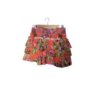 Love The Label Colorful Smocked Tiered Ruffle Skirt